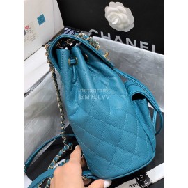 Chanel 2020 Classic Leather Double Backpack Blue As1371