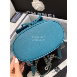 Chanel 2020 Classic Leather Double Backpack Blue As1371