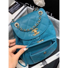 Chanel 2020 Classic Leather Double Backpack Blue As1371