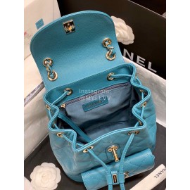Chanel 2020 Classic Leather Double Backpack Blue As1371