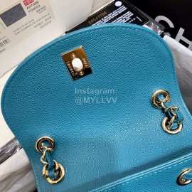 Chanel 2020 Classic Leather Double Backpack Blue As1371