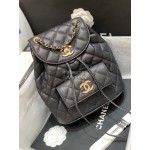 Chanel 2020 Classic Leather Double Backpack Black As1371