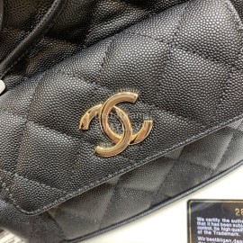 Chanel 2020 Classic Leather Double Backpack Black As1371