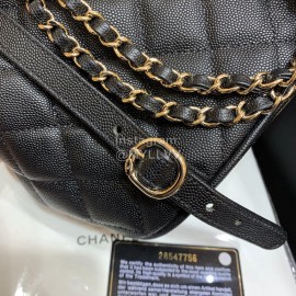 Chanel 2020 Classic Leather Double Backpack Black As1371