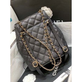 Chanel 2020 Classic Leather Double Backpack Black As1371