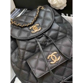 Chanel 2020 Classic Leather Double Backpack Black As1371