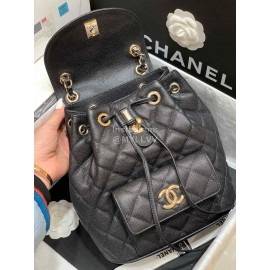 Chanel 2020 Classic Leather Double Backpack Black As1371