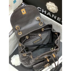 Chanel 2020 Classic Leather Double Backpack Black As1371