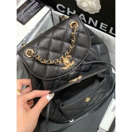 Chanel 2020 Classic Leather Double Backpack Black As1371
