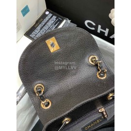 Chanel 2020 Classic Leather Double Backpack Black As1371