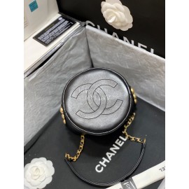 Chanel 2020 Cowhide Drawstring Bucket Bag Black As1478