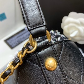 Chanel 2020 Cowhide Drawstring Bucket Bag Black As1478