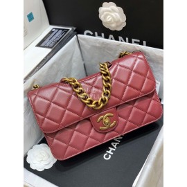 Chanel Classic And Practical Flip Chain Bag Claret 77098