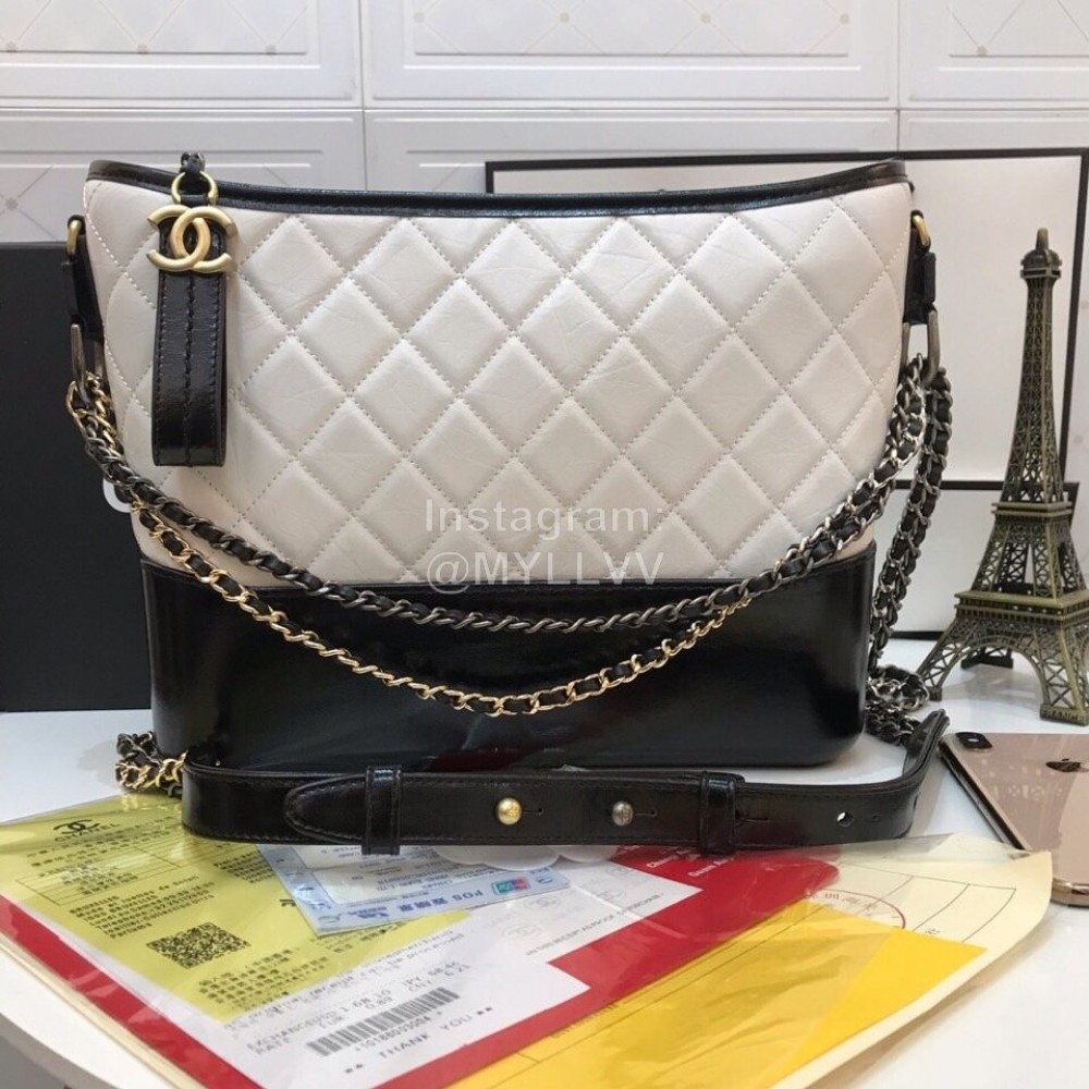 Chanel Chane Gabrielle Stray Bag Black And White Color Matching Large