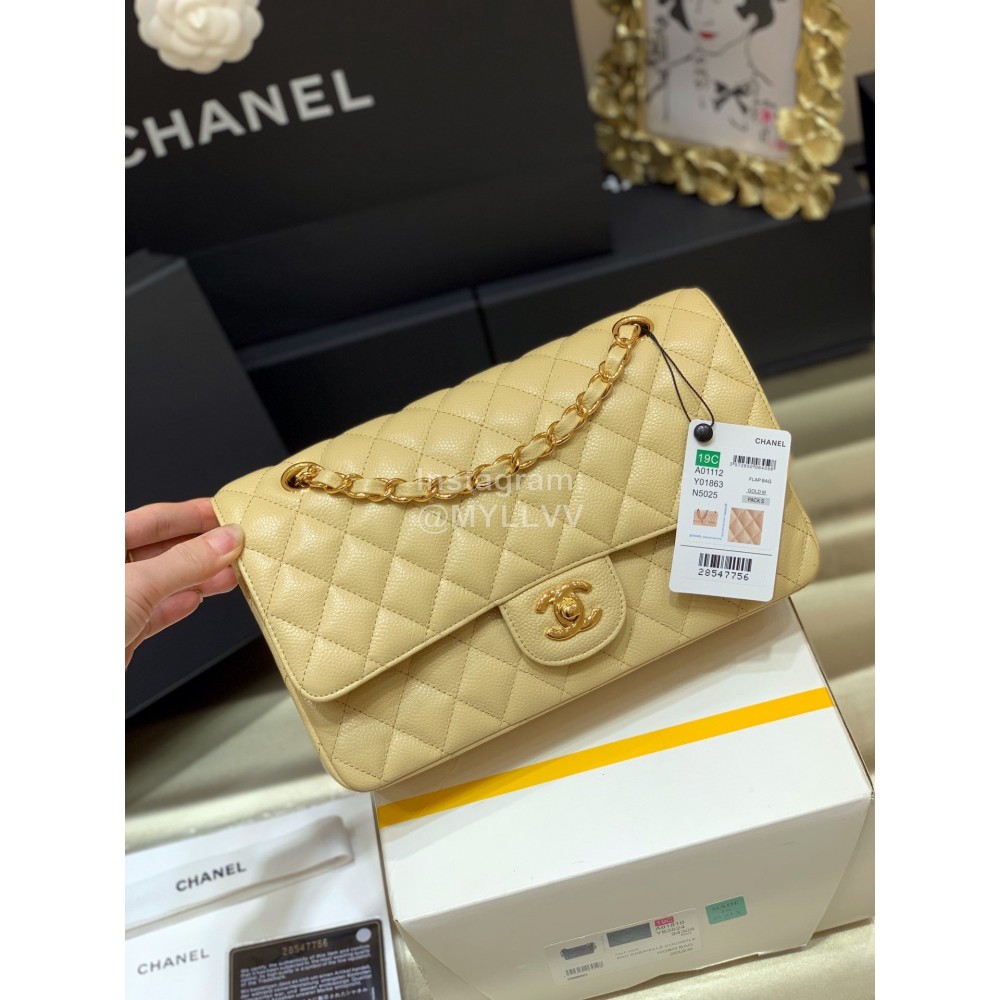 Chanel Champion Caviar Cowhide CF Bag Yellow Medium 1112