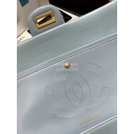 Chanel 2.55 Ancient Gold Chain Bag Smog Blue Medium