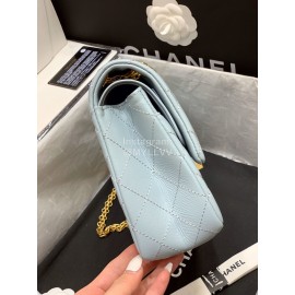 Chanel 2.55 Ancient Gold Chain Bag Smog Blue Medium