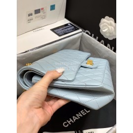 Chanel 2.55 Ancient Gold Chain Bag Smog Blue Medium