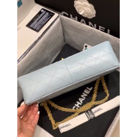 Chanel 2.55 Ancient Gold Chain Bag Smog Blue Medium