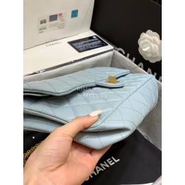 Chanel 2.55 Ancient Gold Chain Bag Smog Blue Medium