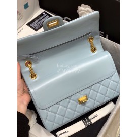 Chanel 2.55 Ancient Gold Chain Bag Smog Blue Medium