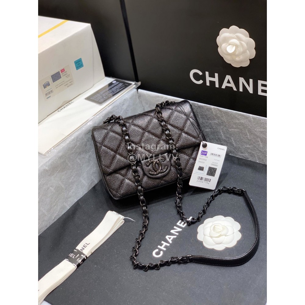 Chanel 2020 Cowhide Baking Paint Fat Square Bag Black As1784