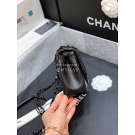 Chanel 2020 Cowhide Baking Paint Fat Square Bag Black As1784