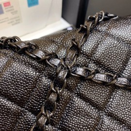 Chanel 2020 Cowhide Baking Paint Fat Square Bag Black As1784