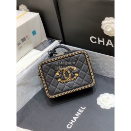 Chanel 2020 Gr Sheepskin Cosmetic Bag Black Small As1785