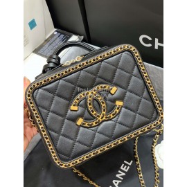 Chanel 2020 Gr Sheepskin Cosmetic Bag Black Small As1785