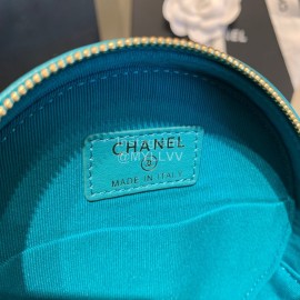 Chanel Chanel Cute Handbag Small Round Cake Bag Thick Chain Blue 0954