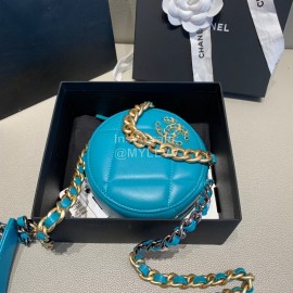 Chanel Chanel Cute Handbag Small Round Cake Bag Thick Chain Blue 0954