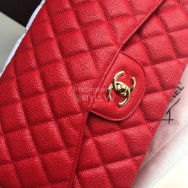 Chanel Classic CF Series Italian Ball Grain Leather Diamond Bag Red