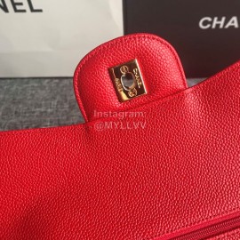 Chanel Classic CF Series Italian Ball Grain Leather Diamond Bag Red