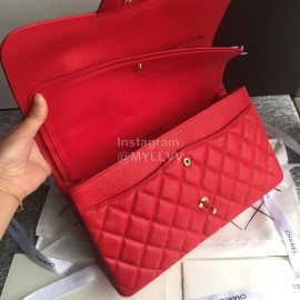 Chanel Classic CF Series Italian Ball Grain Leather Diamond Bag Red