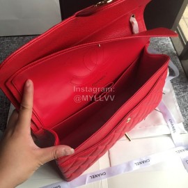 Chanel Classic CF Series Italian Ball Grain Leather Diamond Bag Red