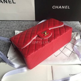 Chanel Classic CF Series Italian Ball Grain Leather Diamond Bag Red