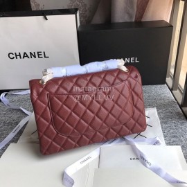 Chanel Classic CF Series Italian Ball Grain Leather Diamond Bag Brown