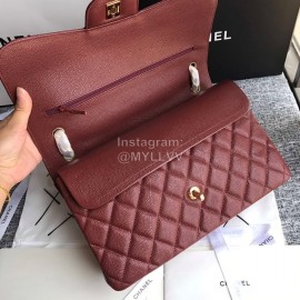 Chanel Classic CF Series Italian Ball Grain Leather Diamond Bag Brown
