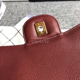 Chanel Classic CF Series Italian Ball Grain Leather Diamond Bag Brown