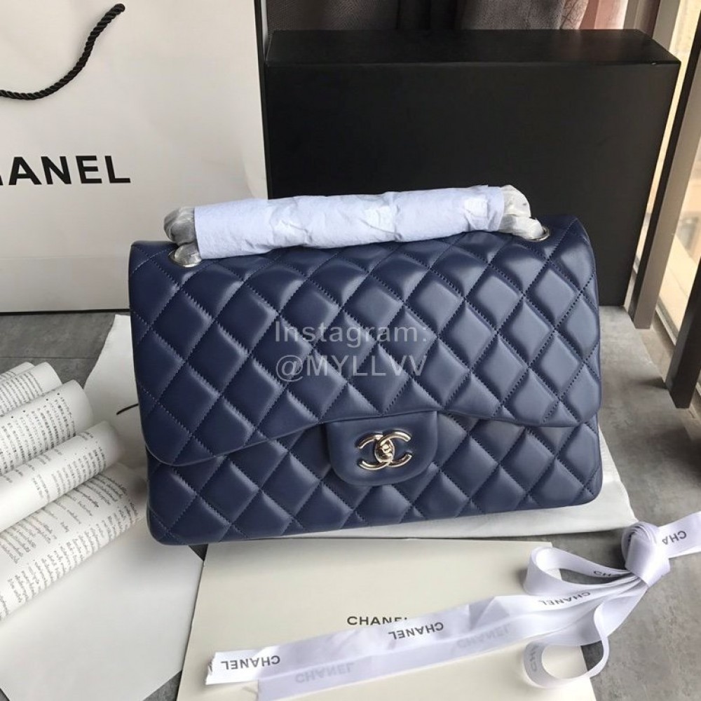 Chanel Classic CF Series Diamond Bag French Original Sheep Skin Blue