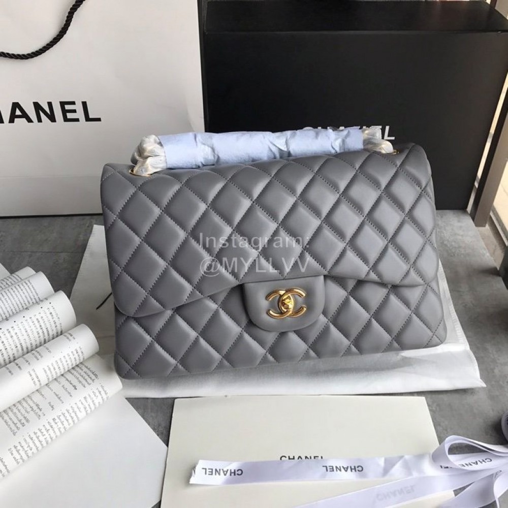 Chanel Classic CF Series Diamond Bag French Original Sheep Skin  Gray