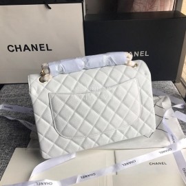 Chanel Classic CF Series Italian Ball Grain Leather Diamond Bag White