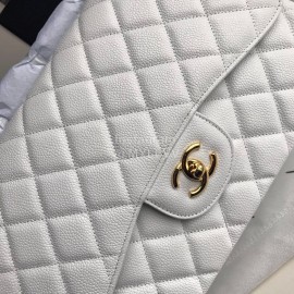 Chanel Classic CF Series Italian Ball Grain Leather Diamond Bag White