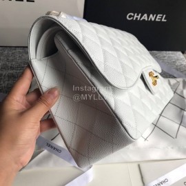 Chanel Classic CF Series Italian Ball Grain Leather Diamond Bag White