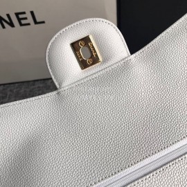Chanel Classic CF Series Italian Ball Grain Leather Diamond Bag White