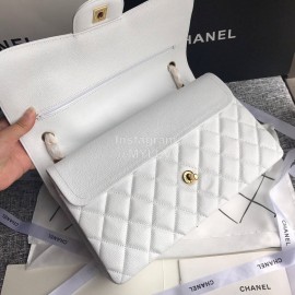 Chanel Classic CF Series Italian Ball Grain Leather Diamond Bag White