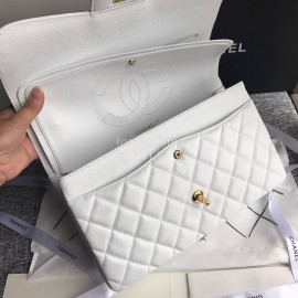Chanel Classic CF Series Italian Ball Grain Leather Diamond Bag White