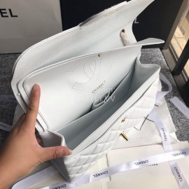 Chanel Classic CF Series Italian Ball Grain Leather Diamond Bag White