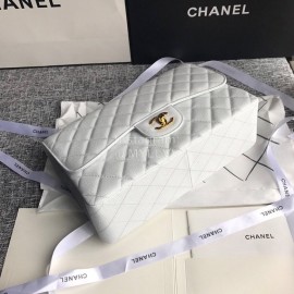Chanel Classic CF Series Italian Ball Grain Leather Diamond Bag White